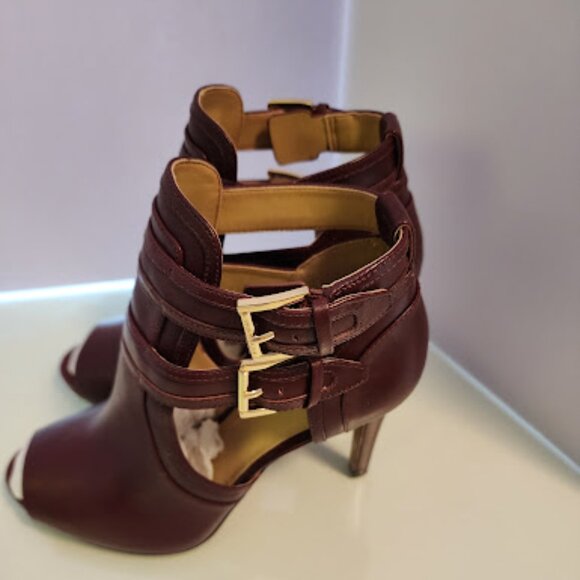 Michael Kors Burgundy Leather Ankle Booties - Picture 4 of 8